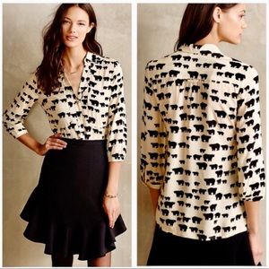 Anthropologie Maeve Woodland Walk Blouse